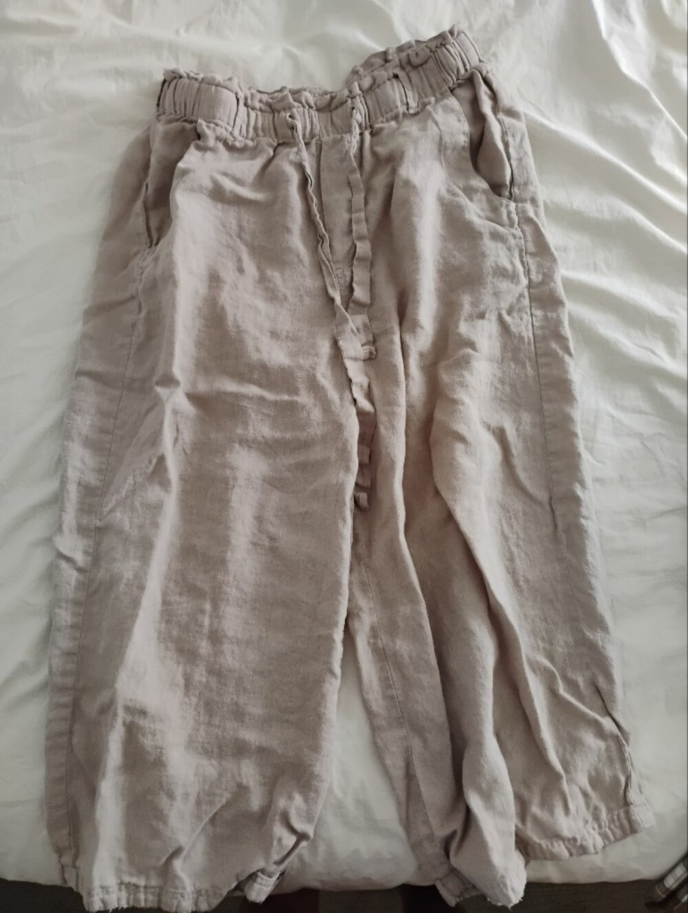 Anthropologie Cloth & Stone Wide Leg Cropped Linen Pants